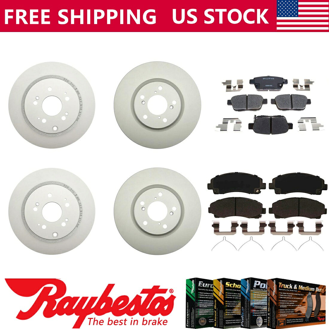 brake disc rotor 2012-2014ホンダリッジラインフロントリアキットコーティングブレーキローターとセラミックパッド Fits 2012-2014 Honda Ridgeline Front Rear Kit Coated Brake Rotors & Ceramic Pads【並行輸入品】｜Us Custom Parts Shop USDM