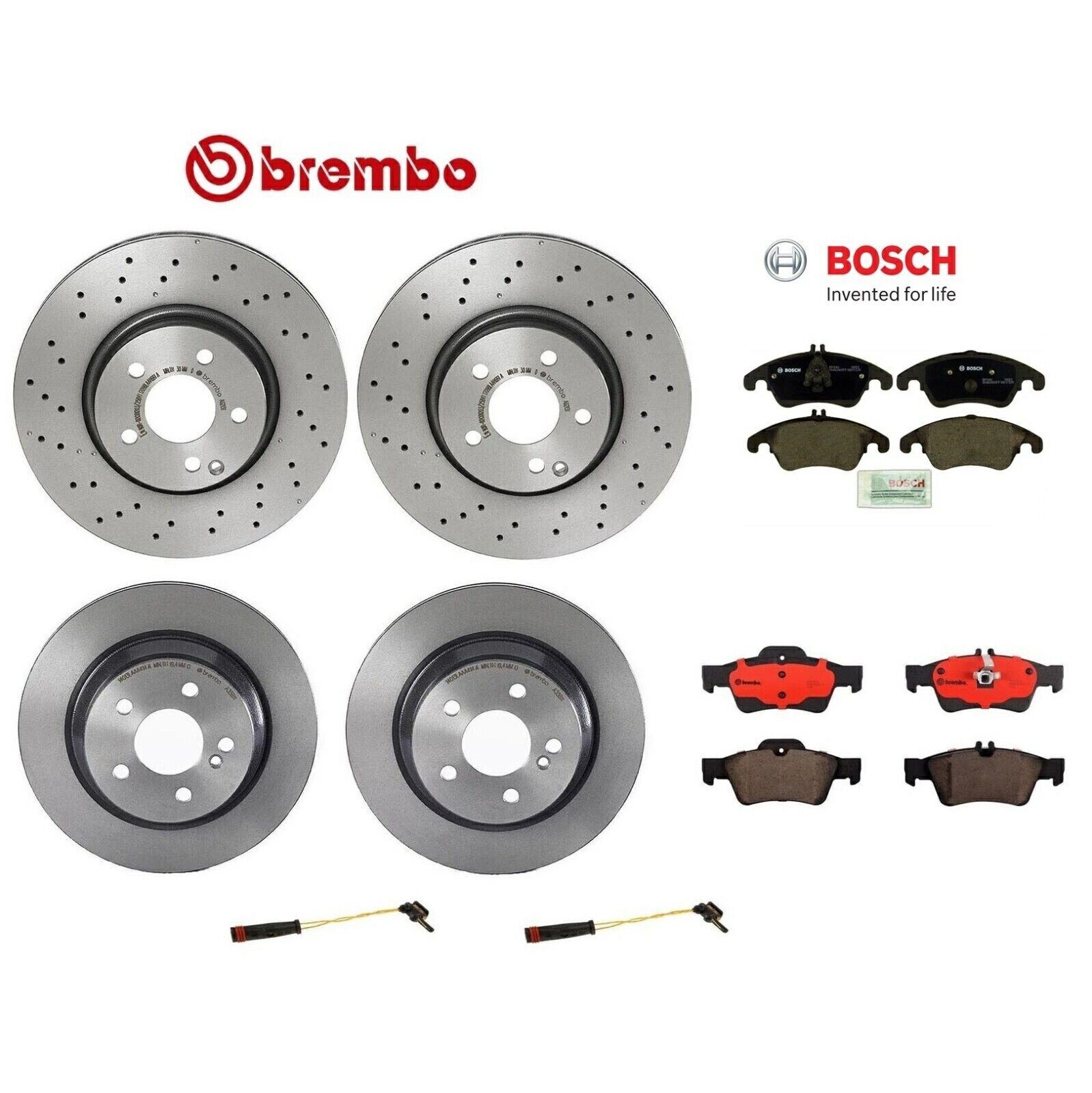 brake disc rotor MB W212スポーツパッケージ用のフロントおよびリアフルブレーキキットディスクローターセラミックパッド Front and Rear Full Brake Kit Disc Rotors Ceramic Pads For MB W212 Sport Package【並行輸入品】