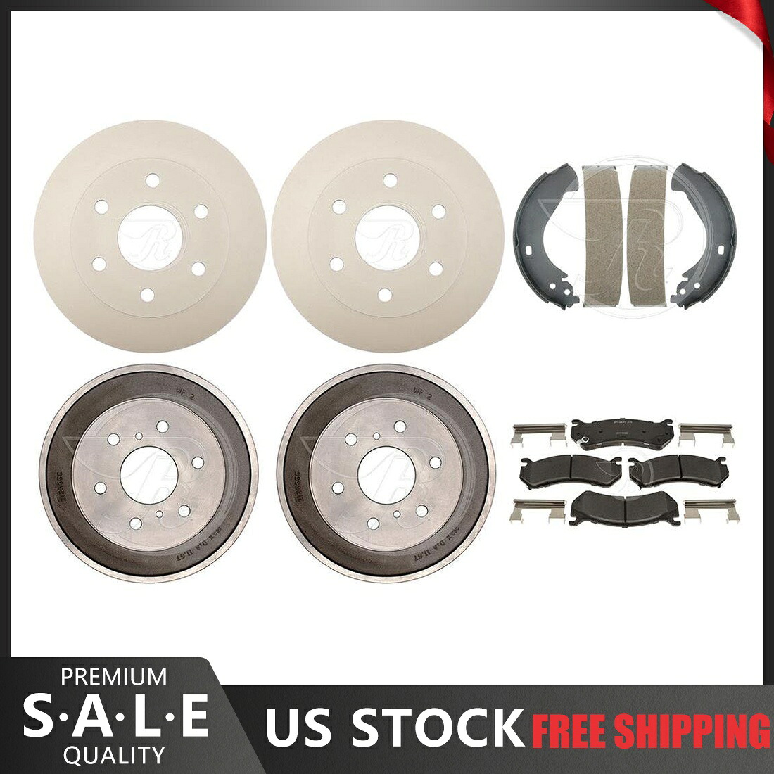 brake disc rotor 2005-2006シボレーシルバラード1500コーティングローターとセラミックパッドドラムシューズ Fits 2005-2006 Chevrolet Silverado 1500 Coated Rotors & Ceramic Pads Drums Shoes【並行輸入品】