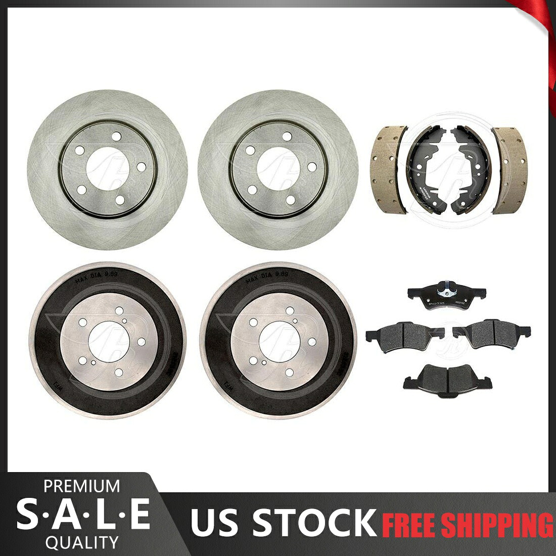 brake disc rotor 2004年から2006年のダッジグランドキャラバンブレーキローターセラミックパッド +ブレーキドラムシューズ For 2004-2006 Dodge Grand Caravan Brake Rotors Ceramic Pads + Brake Drums Shoes【並行輸入品】 87,725円