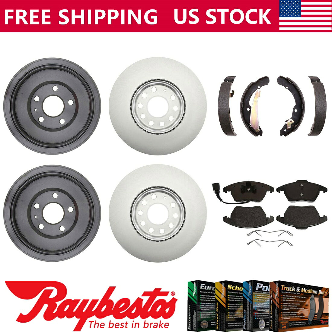 brake disc rotor 2012年VWフォルクスワーゲンジェッタコーティングブレーキローター＆パッド +ブレーキドラムと靴 Fits 2012 VW Volkswagen Jetta Coated Brake Rotors & Pads + Brake Drums & Shoes【並行輸入品】｜Us Custom Parts Shop USDM