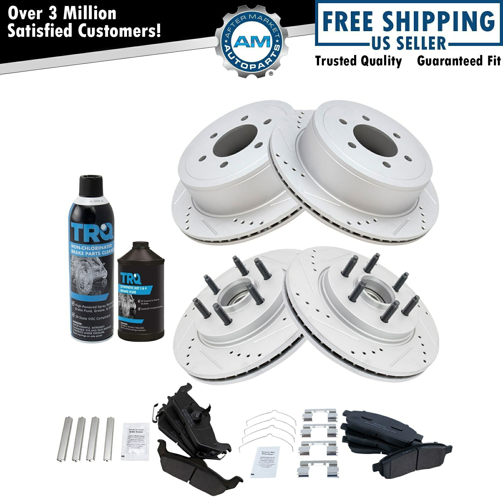 brake disc rotor ブレーキパフォーマンスローターとメタリックパッドフロントとリア付きフォードF150用の液体 Brake Performance Rotor & Metallic Pad Front & Rear w/Fluids for Ford F150【並行輸入品】｜Us Custom Parts Shop USDM