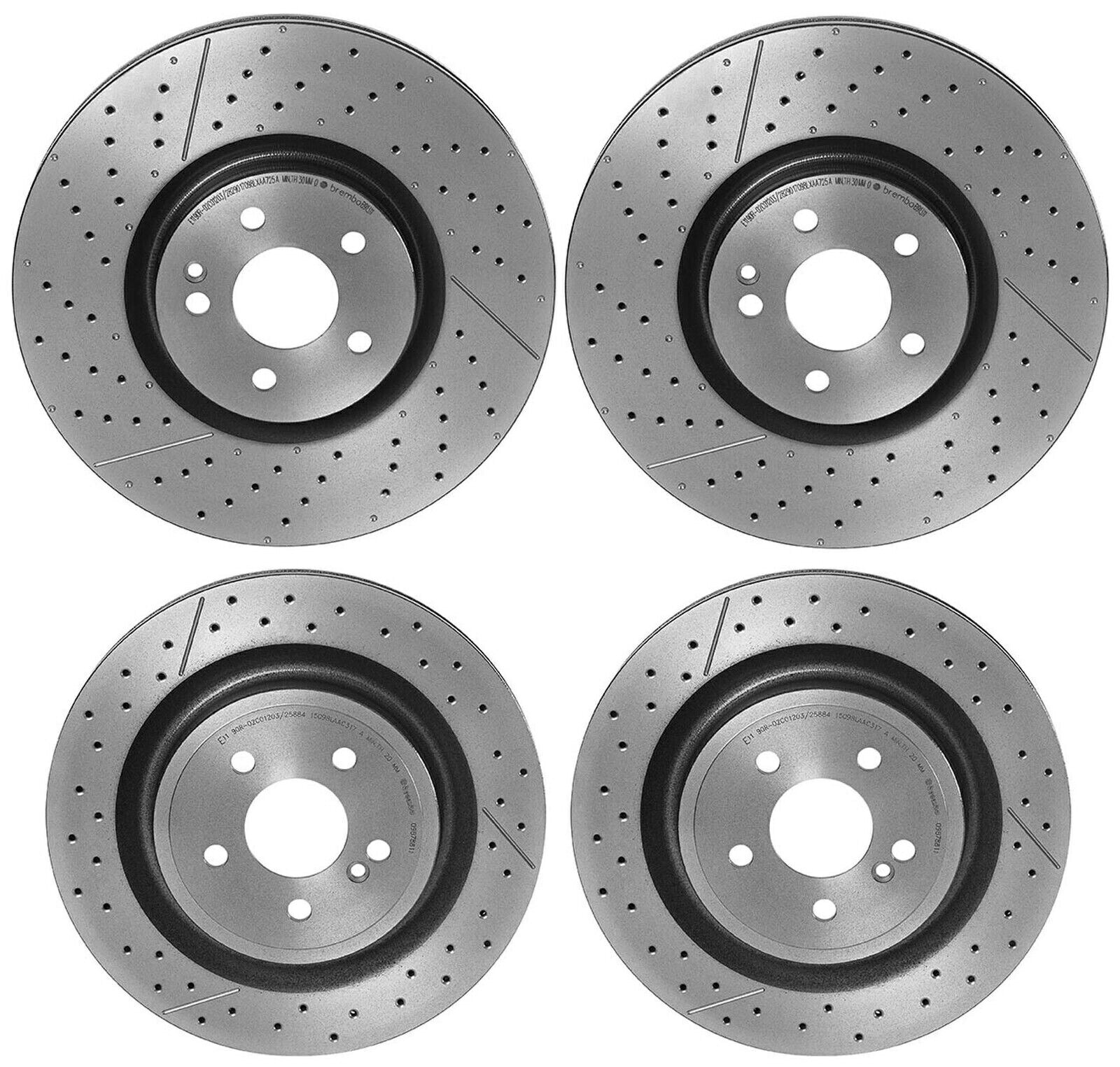 brake disc rotor MB C117用のBrembo Front Rear Coated PVT X装飾スロットブレーキディスクローターキット Brembo Front Rear Coated PVT X-Drilled Slotted Brake Disc Rotors Kit for MB C117【並行輸入品】