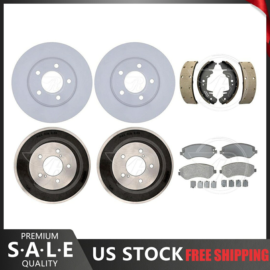brake disc rotor 2005年から2007年のクライスラータウン＆カントリーコーティングローターメタリックパッドドラム＆シューズ Fits 2005-2007 Chrysler Town & Country Coated Rotors Metallic Pads Drums & Shoes【並行輸入品】