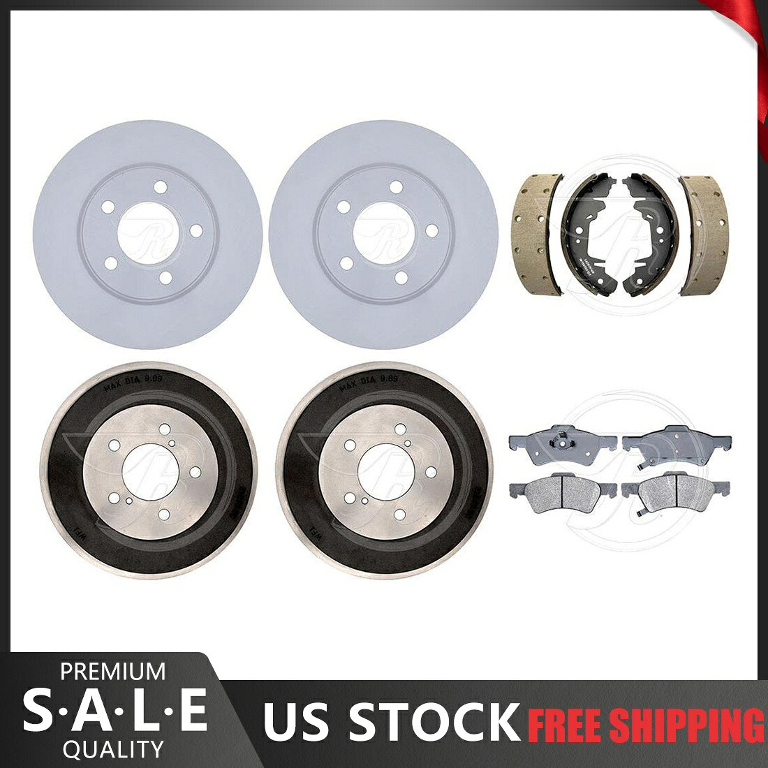 brake disc rotor 2005-2007クライスラータウン＆カントリーコーティングロータードラムメタリックパッド＆シューズ Fits 2005-2007 Chrysler Town & Country Coated Rotors Drums Metallic Pads & Shoes【並行輸入品】