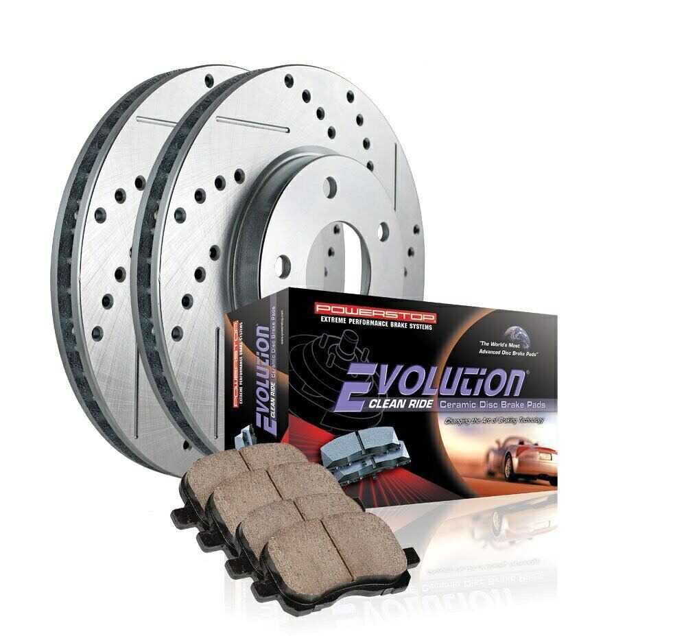 brake disc rotor パワーストップK2071フロントセラミックブレーキパッドとクロスドリル/スロット付きコンボローター Power Stop K2071 Front Ceramic Brake Pad and Cross Drilled/Slotted Combo Rotor【並行輸入品】