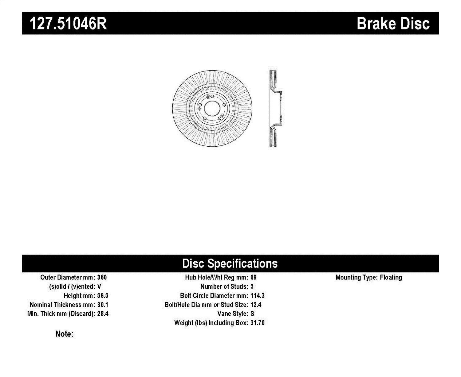 brake disc rotor STOPTECH 127.51046R STOPTECH SPORT ROTOR FITS 12-17 EQUUS GENESIS K900 StopTech 127.51046R StopTech Sport Rotor Fits 12-17 Equus Genesis K900【並行輸入品】