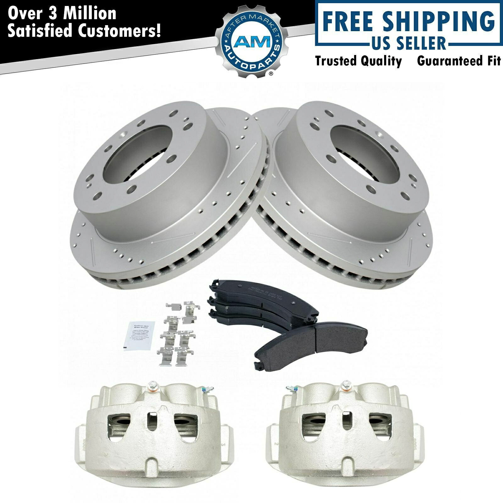 brake disc rotor シボレーGMC SUV用のフロントメタリックパッドパフォーマンスローター＆ブレーキキャリパーキット Front Metallic Pad Performance Rotor & Brake Calipers Kit for Chevy GMC SUV【並行輸入品】