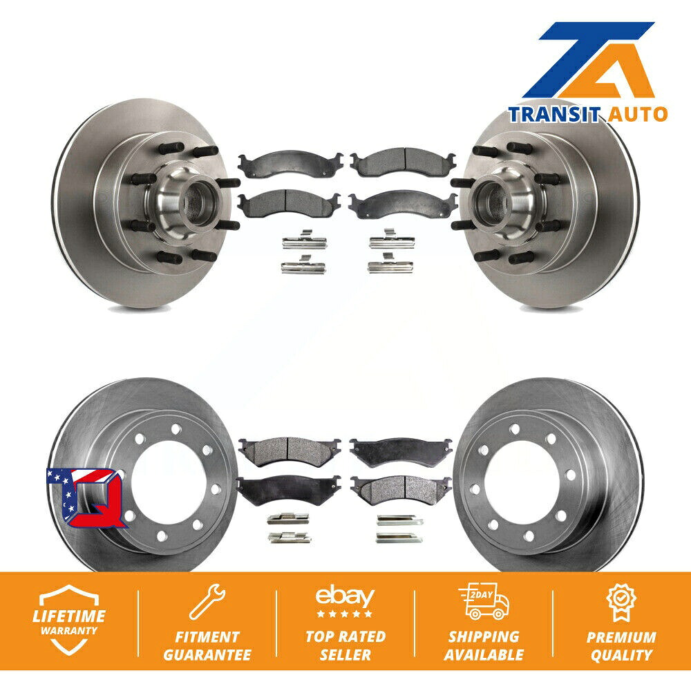 brake disc rotor Ford E-250 ECONOLINE E-350用のフロントリアディスクブレーキローターローターセミメタリックパッドキット Front Rear Disc Brake Rotor Semi-Metallic Pad Kit For Ford E-250 Econoline E-350【並行輸入品】