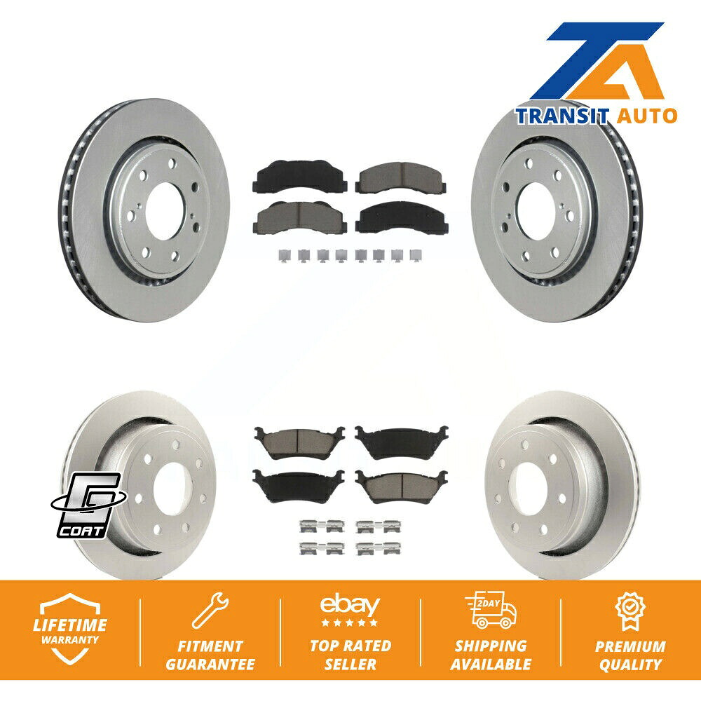 brake disc rotor フォードF-150用のフロントリアコーティングブレーキローターとセラミックパッドキット7ラグホイール Front Rear Coated Brake Rotor & Ceramic Pad Kit For Ford F-150 With 7 Lug Wheels【並行輸入品】