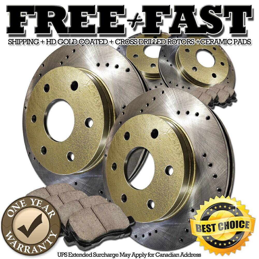 brake disc rotor J0873 FIT 2010 2011 FORD F-150 F150 6LUGドリルブレーキローターセラミックパッドゴールド J0873 FIT 2010 2011 Ford F-150 F150 6Lug Drilled Brake Rotors Ceramic Pads GOLD【並行輸入品】