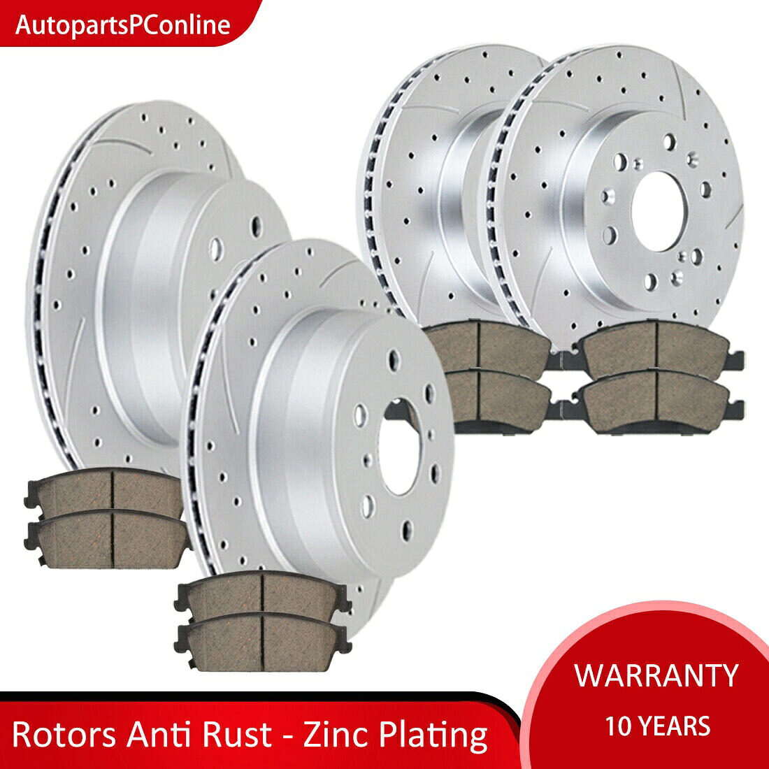 brake disc rotor シボレーシルバラードユーコンシエラ1500キット用のフロントリアブレーキローターディスクとパッド Front Rear Brake Rotors Disc and Pads for Chevy SILVERADO Yukon SIERRA 1500 Kits【並行輸入品】
