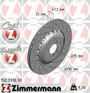 brake disc rotor Zimmermann後部助手席側ディスクブレーキローターBMW（150.2910.70） Zimmermann Rear Passenger Side Disc Brake Rotor for BMW (150.2910.70)【並行輸入品】