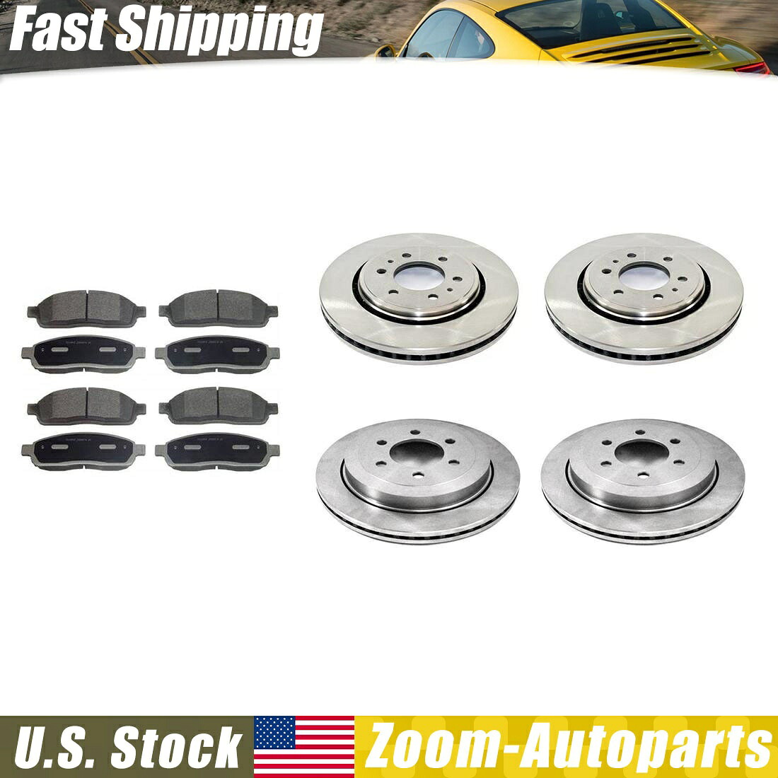 brake disc rotor フロントリアキットメタリックブレーキパッドとローターは2007-2008 Ford Expedition _zaに適合します Front Rear Kit Metallic Brake Pads and Rotors Fits 2007-2008 Ford Expedition _ZA【並行輸入品】