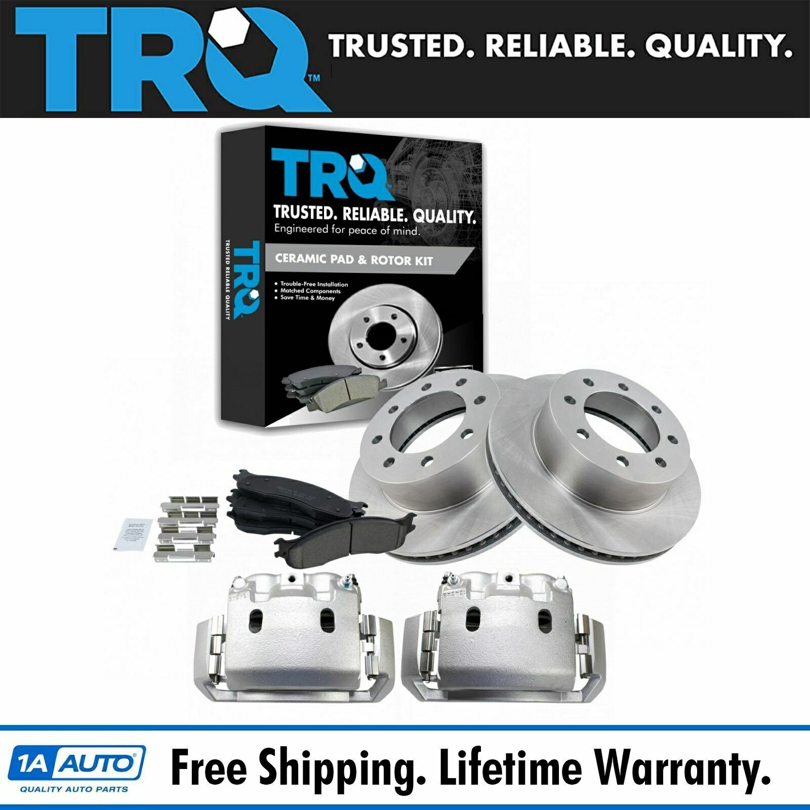 brake disc rotor TRQフロントセラミックディスクブレーキパッドRAM 1500 2500 3500用のローターとキャリパーキット TRQ Front Ceramic Disc Brake Pads Rotors & Calipers Kit for Ram 1500 2500 3500【並行輸入品】 87,725円