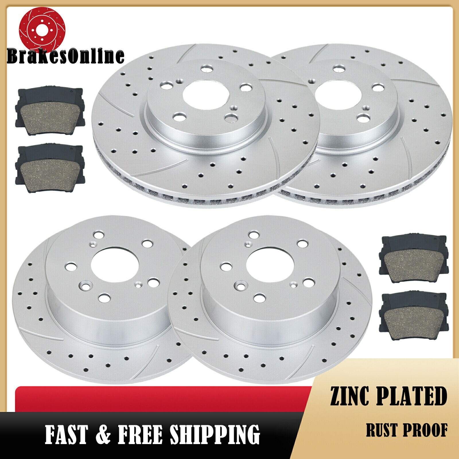 brake disc rotor トヨタアバロンカムリブレーキ用の296mmフロント281mmリアブレーキローターパッド Drilled 296mm Front 281mm Rear Brake Rotors Pads for Toyota Avalon Camry Brakes【並行輸入品】 89,480円