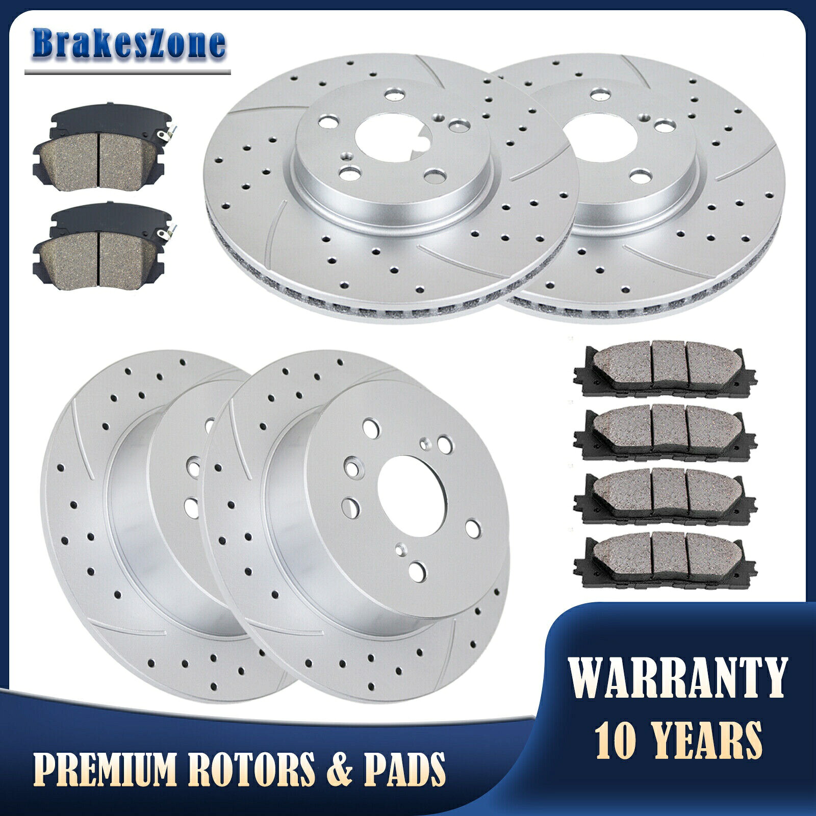 brake disc rotor トヨタに適したフロントリアブレーキローターパッドキットAvalon 2008 2009 2010 2012 2012 Front Rear Brake Rotors Pads Kit Fit for Toyota Avalon 2008 2009 2010 2011 2012【並行輸入品】