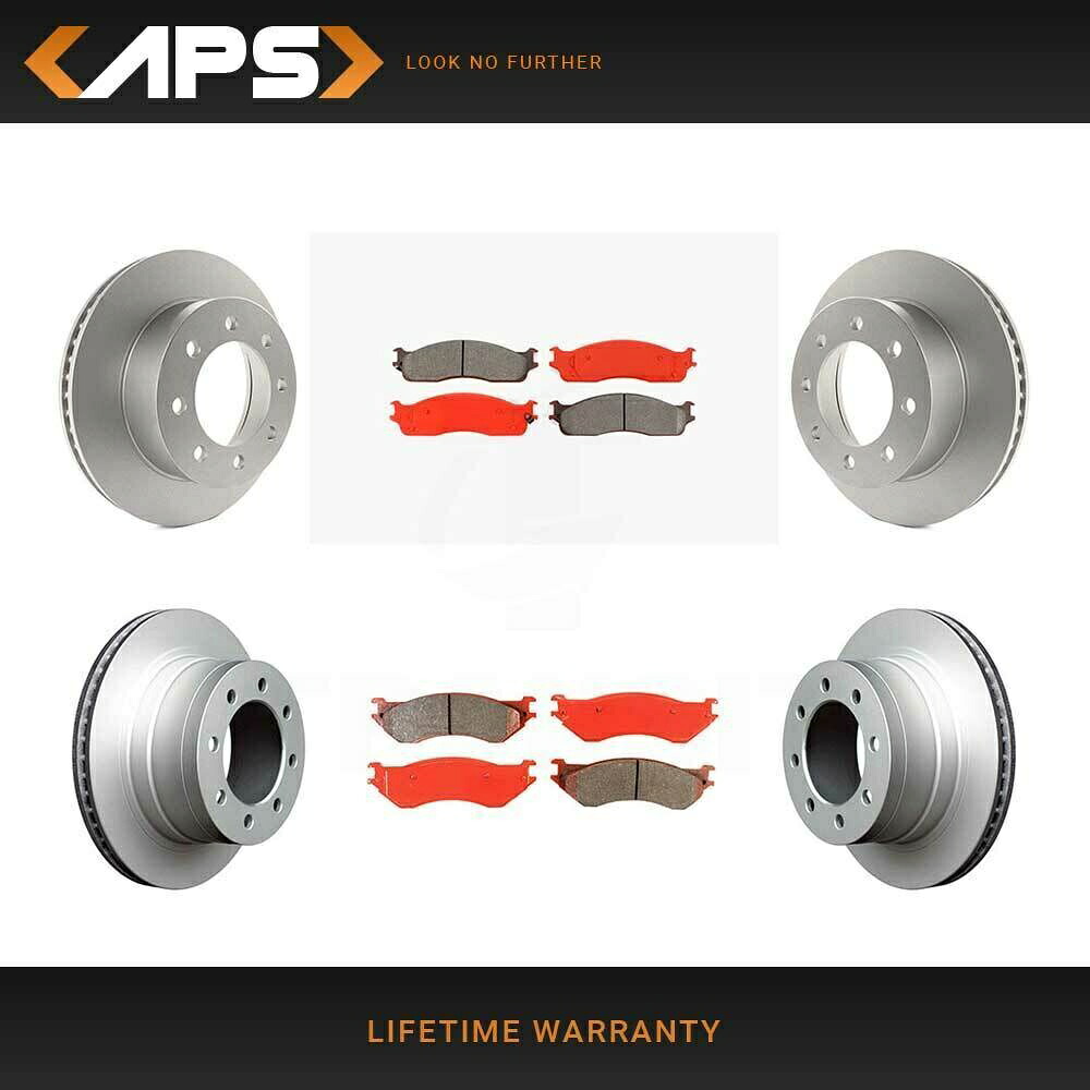 brake disc rotor ラム用のフロント＆リアSメタリックブレーキパッドとローター1500 RAM 2500 RAM 3500 8ラグ Front & Rear S Metallic Brake Pads & Rotors for Ram 1500 Ram 2500 Ram 3500 8 Lug【並行輸入品】