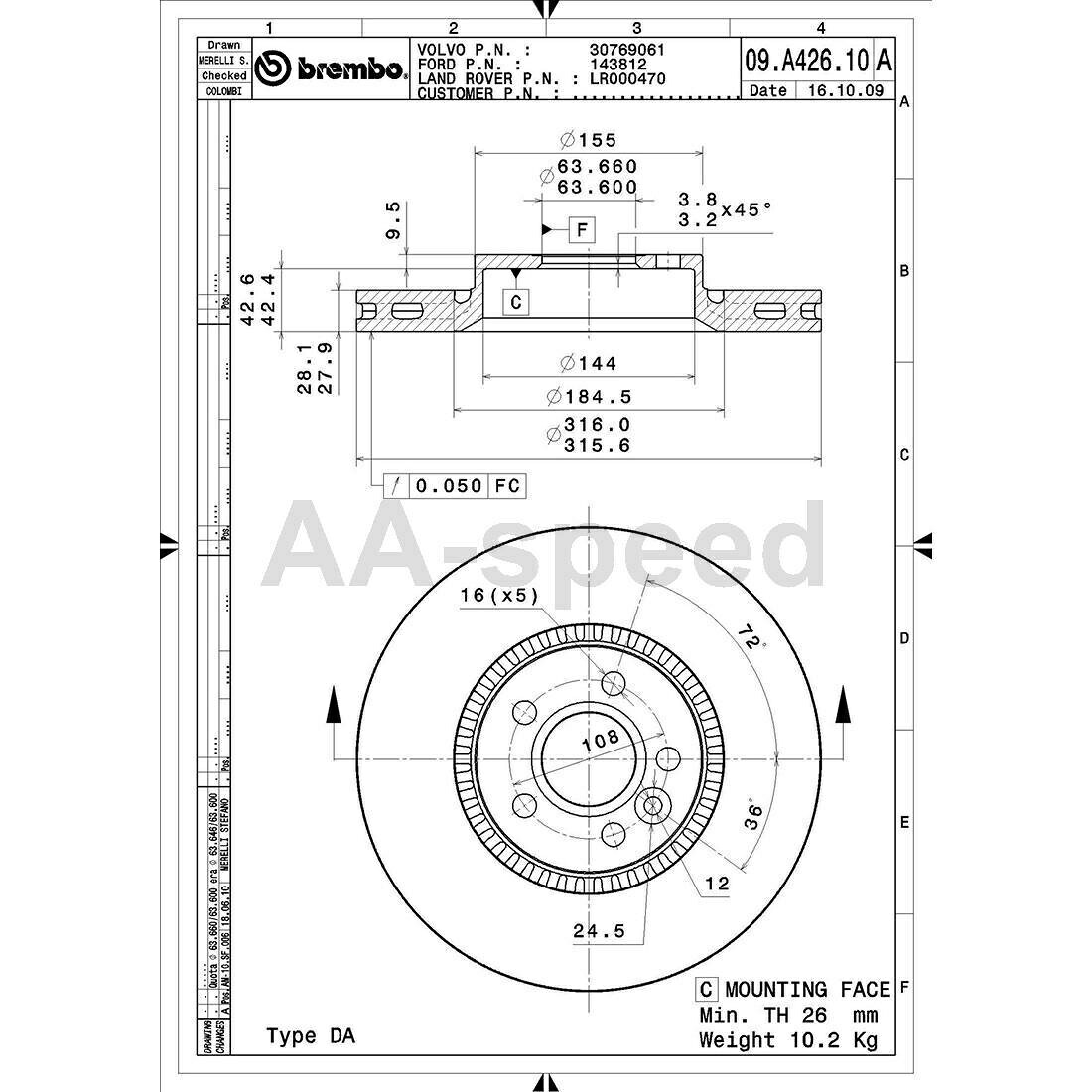 brake disc rotor 2007-2018ボルボ4xフロントリアディスクブレーキローターブレンボ For 2007-2018 Volvo 4X Front Rear Disc Brake Rotor Brembo【並行輸入品】｜Us Custom Parts Shop USDM