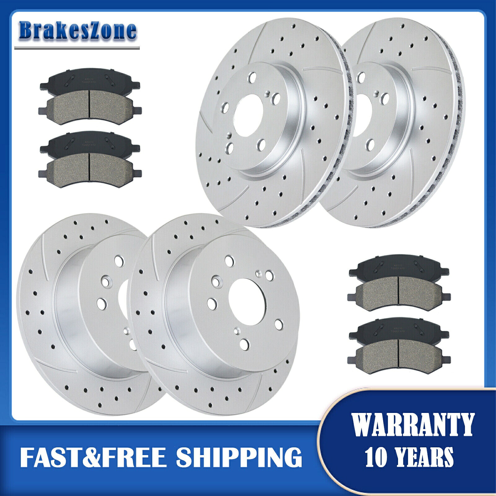 brake disc rotor Lexus ES350 ES300Hドリルスロットブレーキに合うフロントリアブレーキローターパッド Front Rear Brake Rotors Pads Fit for Lexus ES350 ES300H Drilled Slotted Brakes【並行輸入品】｜Us Custom Parts Shop USDM