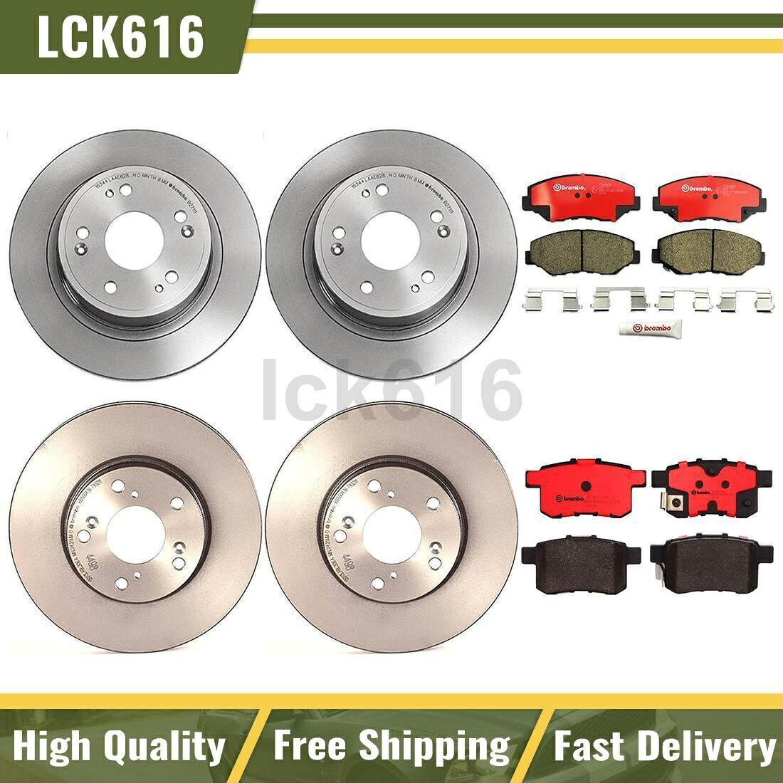 brake disc rotor 2008年から2012年のホンダアコードのフロントブレンボブレーキキットパッドとローターリア Front Brembo Brake Kit pads and rotors Rear For 2008-2012 Honda Accord【並行輸入品】