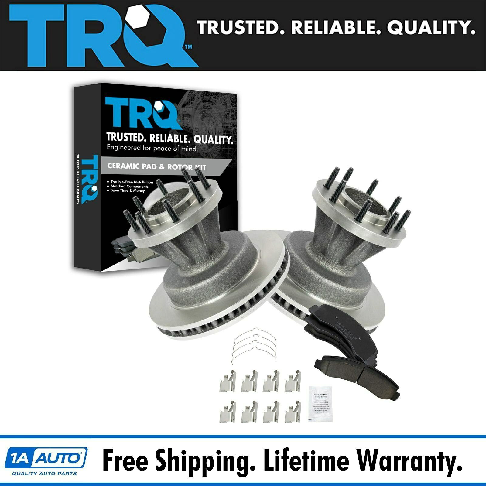 brake disc rotor TRQフロントセラミックブレーキパッド＆ローターキットフォードF350 2WDピックアップトラック用の液体 TRQ Front Ceramic Brake Pad & Rotor Kit w/Fluids for Ford F350 2WD Pickup Truck【並行輸入品】｜Us Custom Parts Shop USDM