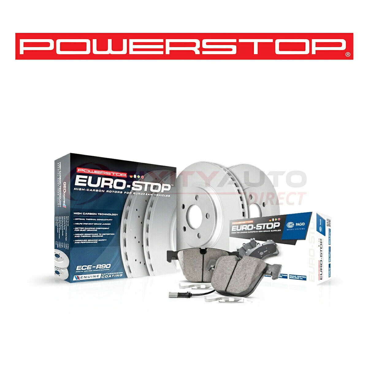 brake disc rotor パワーストップユーロストップディスクブレーキパッド＆ローター2007-2015 BMW X5 4.4L 4.8L BJ Power Stop EuroStop Disc Brake Pads & Rotor for 2007-2015 BMW X5 4.4L 4.8L bj【並行輸入品】