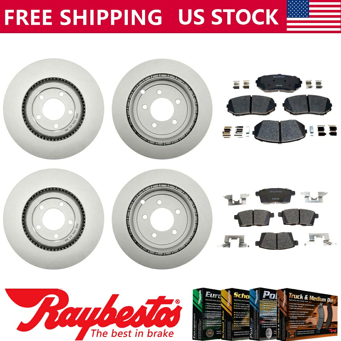 brake disc rotor Ford Edge 2010フロントリアキットコーティングブレーキローターとセラミックパッド-Raybestos Fits Ford Edge 2010 Front Rear Kit Coated Brake Rotors & Ceramic Pads -Raybestos【並行輸入品】