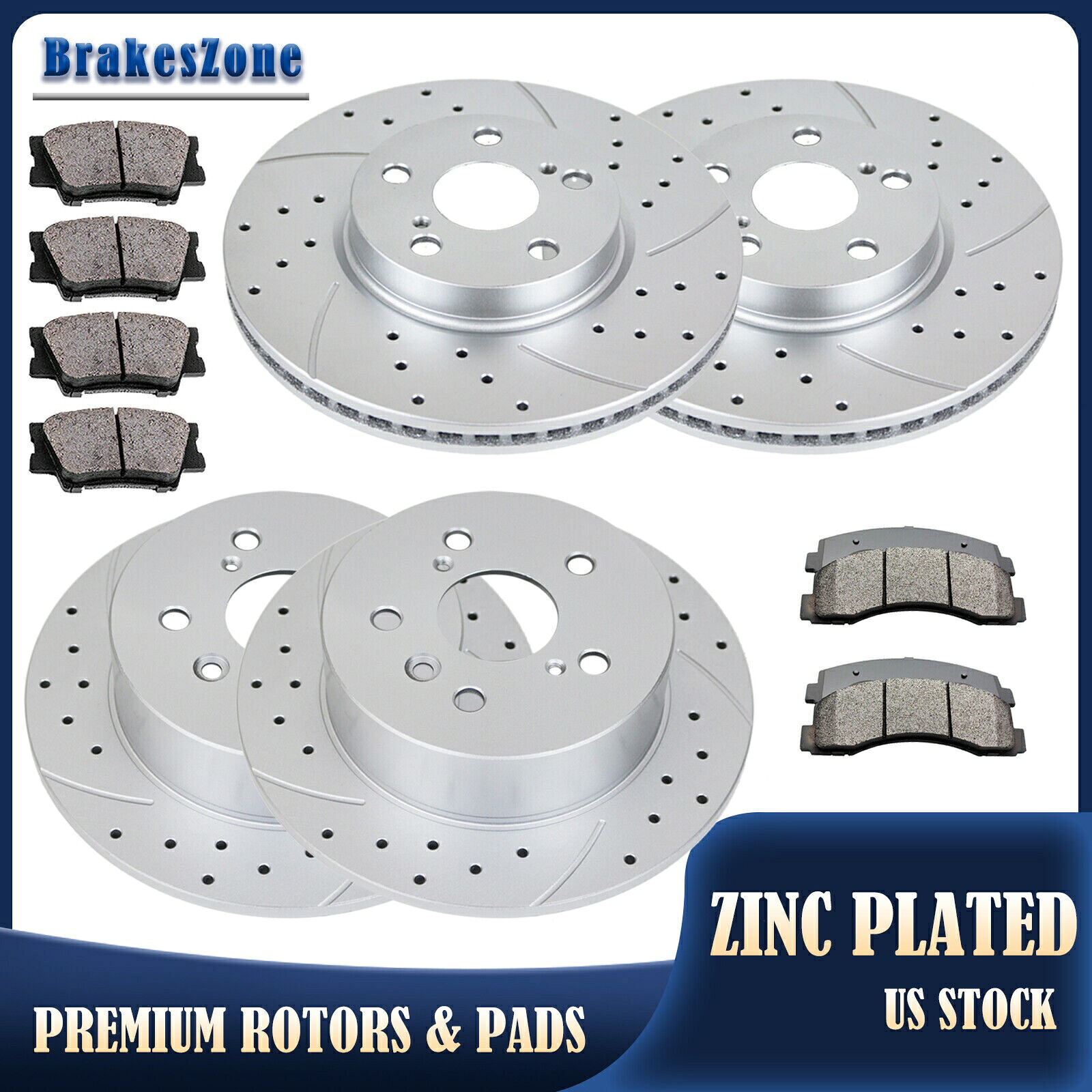 brake disc rotor トヨタカムリ2007-2011ブレーキに適したフロントリアブレーキローターとパッドキット Front Rear Brake Rotors and Pads Kit Fit for Toyota Camry 2007-2011 Brakes【並行輸入品】