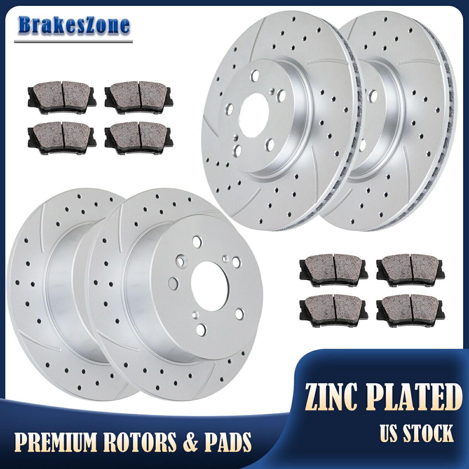 brake disc rotor トヨタアバロンブレーキ用のドリルスロットスロットフロントリアブレーキローターとブレーキパッド Drilled Slotted Front Rear Brake Rotors and Brake Pads for Toyota Avalon Brakes【並行輸入品】 90,387円
