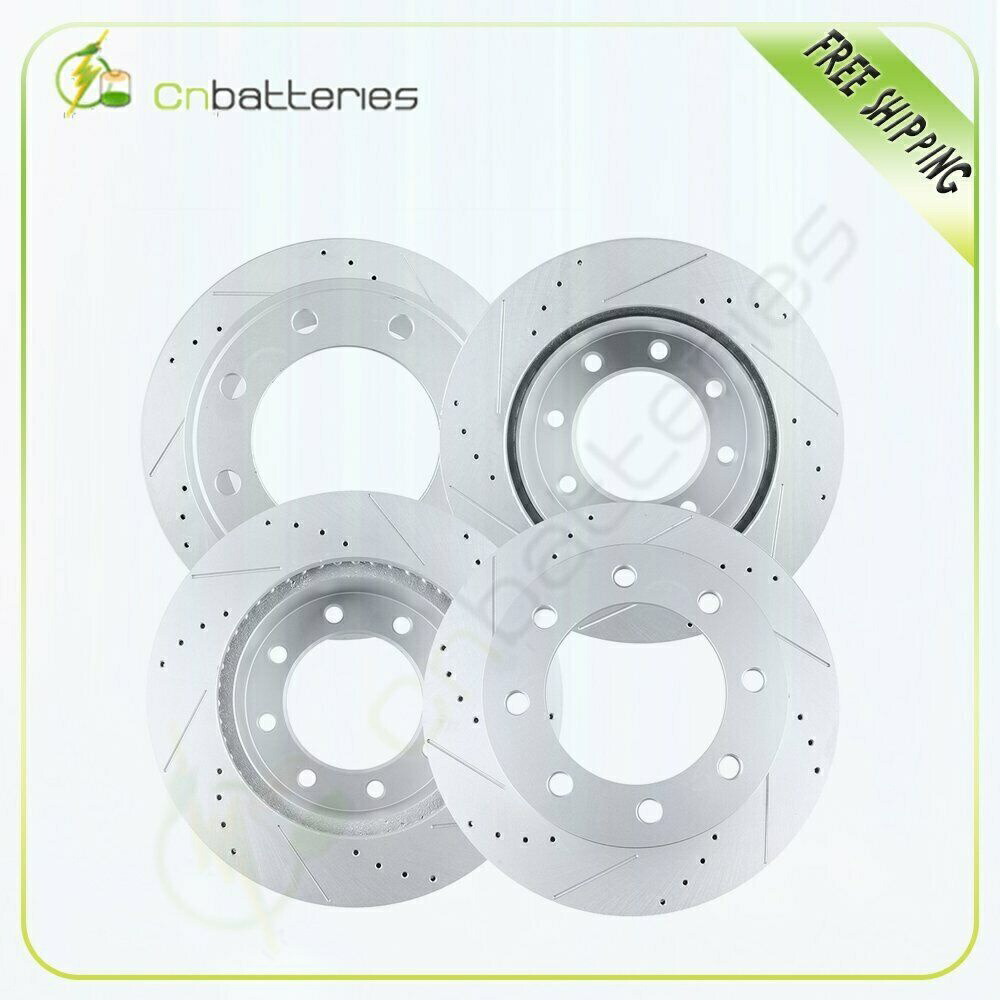 brake disc rotor Ford F350 2005-2012 -4WD用のフロント +リアドリル＆スロットブレーキローター Front + Rear Drilled & Slotted Brake Rotors For Ford F350 2005 - 2012 -- 4WD【並行輸入品】