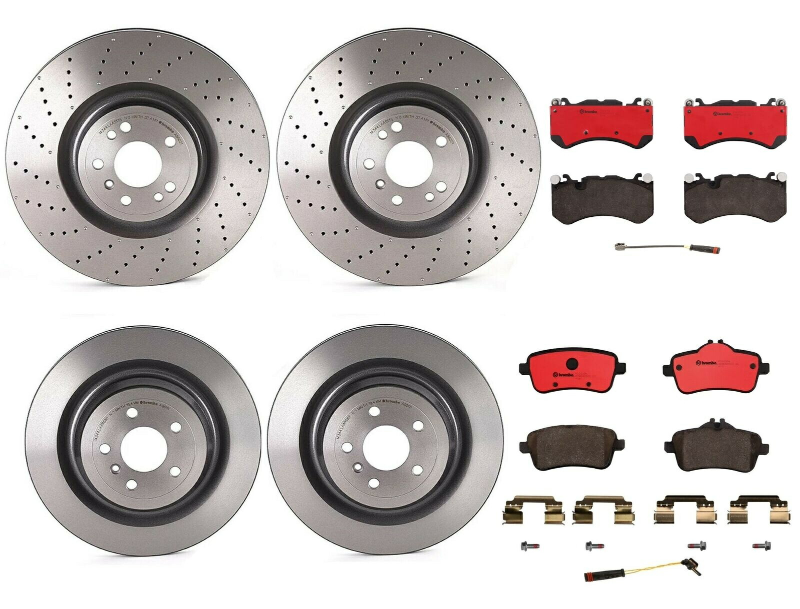brake disc rotor ブレンボフロントリアブレーキキットディスクローターMB X166 W/ U29用セラミックパッドセンサー Brembo Front Rear Brake Kit Disc Rotors Ceramic Pads Sensors For MB X166 w/ U29【並行輸入品】