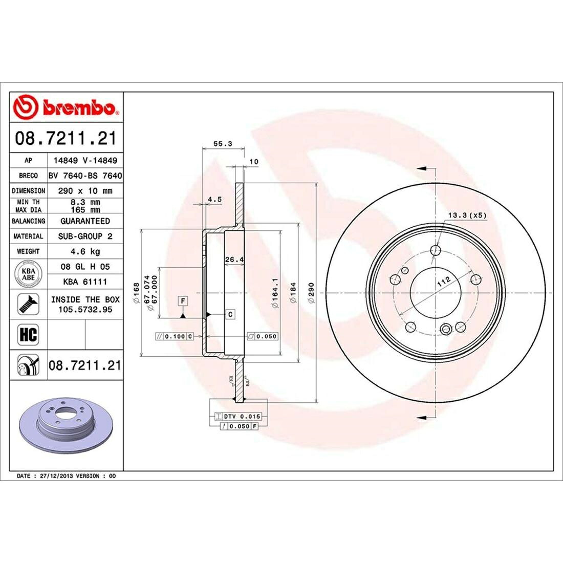 brake disc rotor 2004年から2005年のメルセデスベンツCLK320のフロント＆ブレンボリアコーティングOEブレーキローター Front & Brembo Rear Coated OE Brake Rotors For 2004-2005 Mercedes-Benz CLK320【並行輸入品】