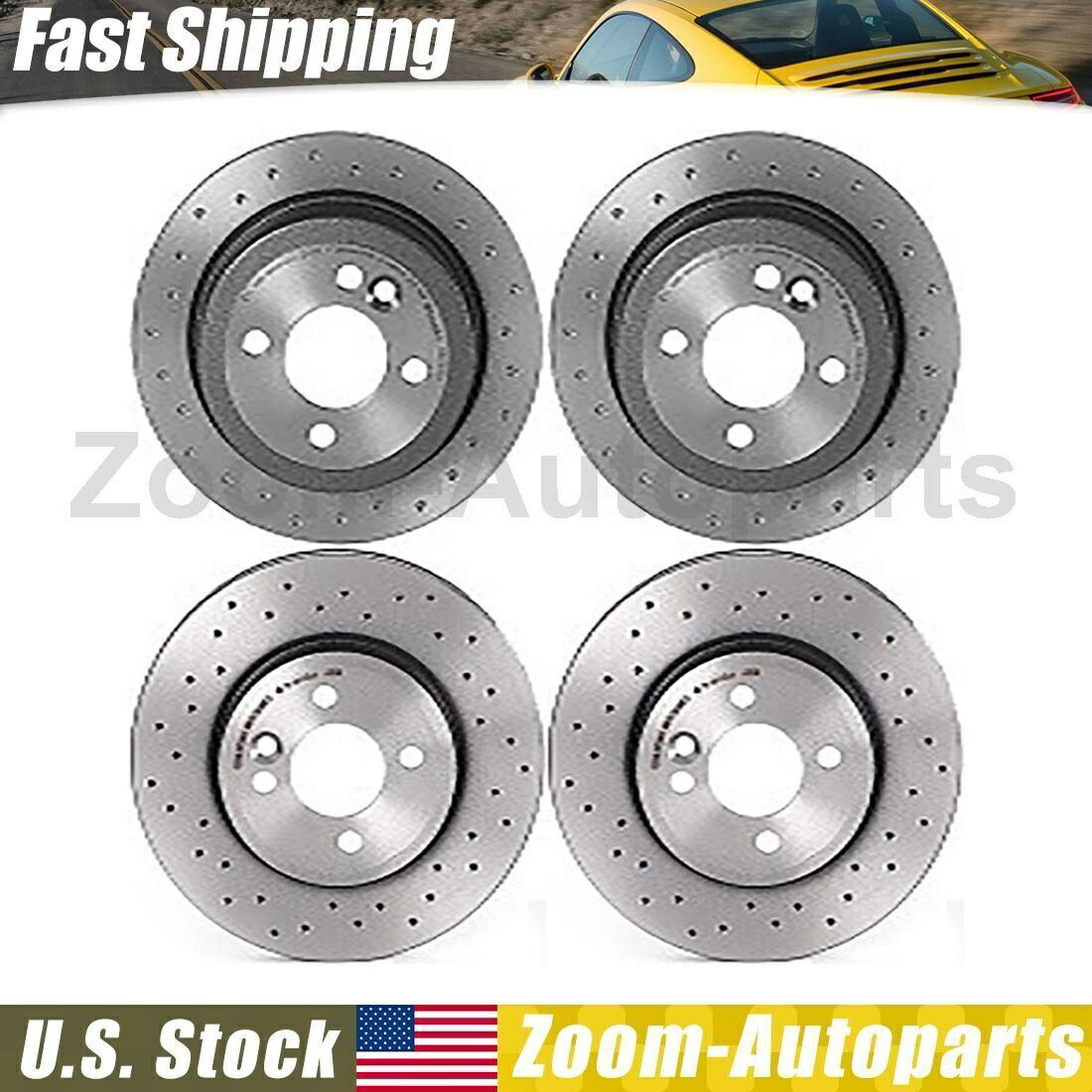 brake disc rotor ブレンボフロントリアドリルスロットスロットブレーキローターフィット2007-2015ミニクーパー Brembo Front Rear Drilled Slotted Brake Rotors Fits 2007-2015 Mini Cooper【並行輸入品】