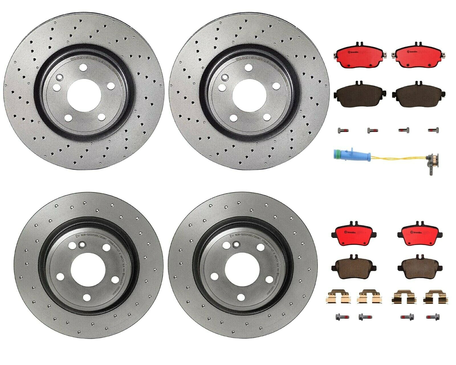 brake disc rotor ブレンボフロントおよびリアブレーキキットディスクローターMB C117 X156用セラミックパッドセンサーセンサー Brembo Front and Rear Brake Kit Disc Rotors Ceramic Pads Sensor For MB C117 X156【並行輸入品】