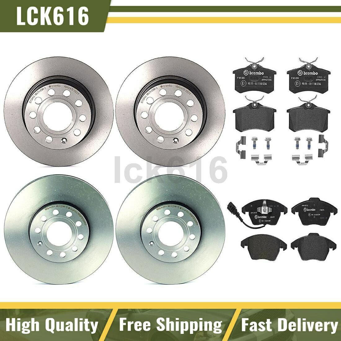 brake disc rotor 2010年から2013年のアウディA3のブレンボブレーキキットブレーキパッドとローターフロントリア Brembo Brake kit brake pads and rotors Front Rear For 2010-2013 Audi A3【並行輸入品】