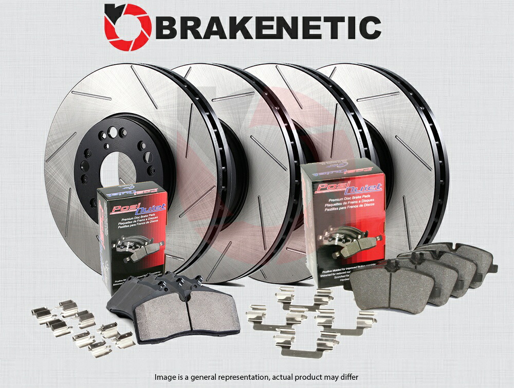 brake disc rotor [F＆R] Brakenetic Premium Slotted Brake Rotors + Posi静かなセラミックパッドBPK72437 [F&R] BRAKENETIC PREMIUM SLOTTED Brake Rotors + POSI QUIET Ceramic Pads BPK72437【並行輸入品】