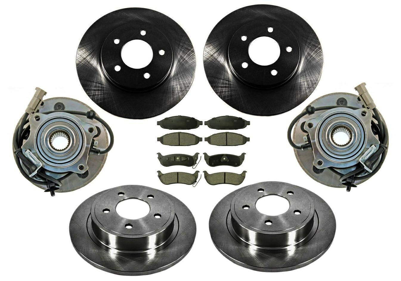 brake disc rotor 04-06パシフィカセラミックパッドと2つのフロントハブホイールベアリングを備えた4つのローターすべて 04-06 Pacifica All 4 Rotors With Ceramic Pads Plus 2 Front Hub Wheel Bearings【並行輸入品】