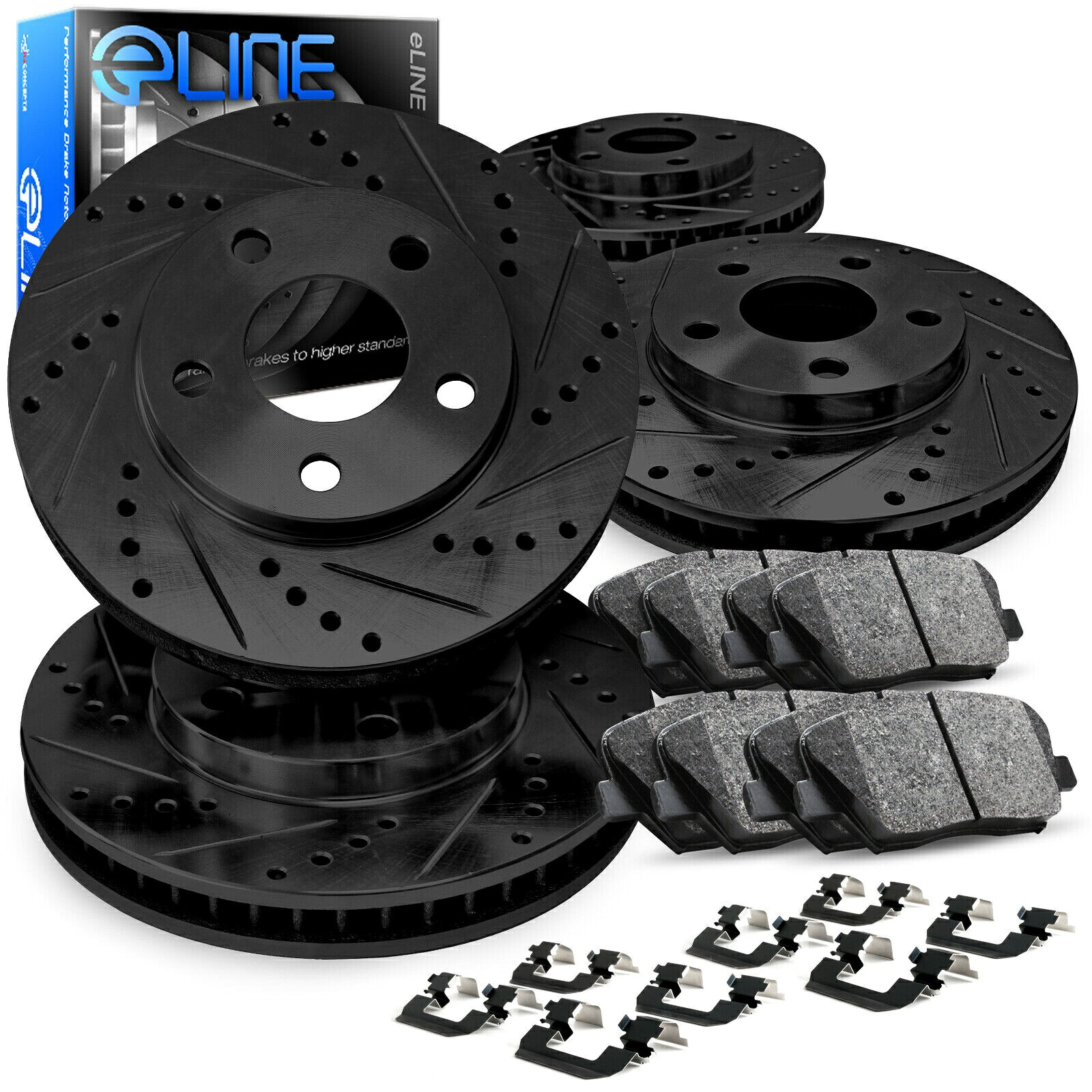 brake disc rotor フロントリアブラックブレーキロータードリルスロット+セラミックパッド+ハードウェアキットCBC.31069.42 Front Rear Black Brake Rotors Drill Slot+Ceramic Pads+Hardware Kit CBC.31069.42【並行輸入品】