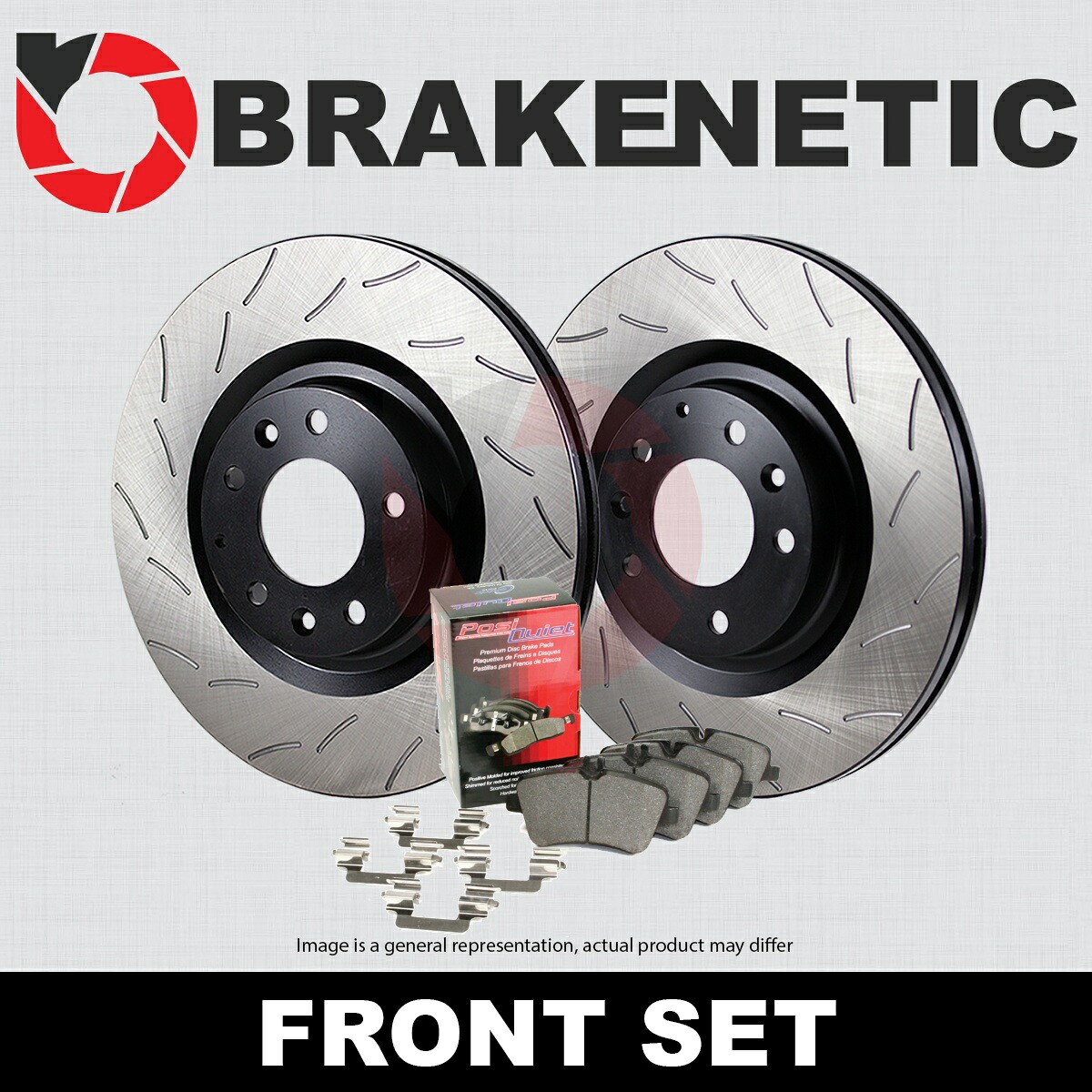 brake disc rotor [フロント] Brakenetic Premium RSスロットブレーキディスクローター + POSI静かなパッドBPK95603 [FRONT] BRAKENETIC PREMIUM RS SLOT Brake Disc Rotors + POSI QUIET Pads BPK95603【並行輸入品】