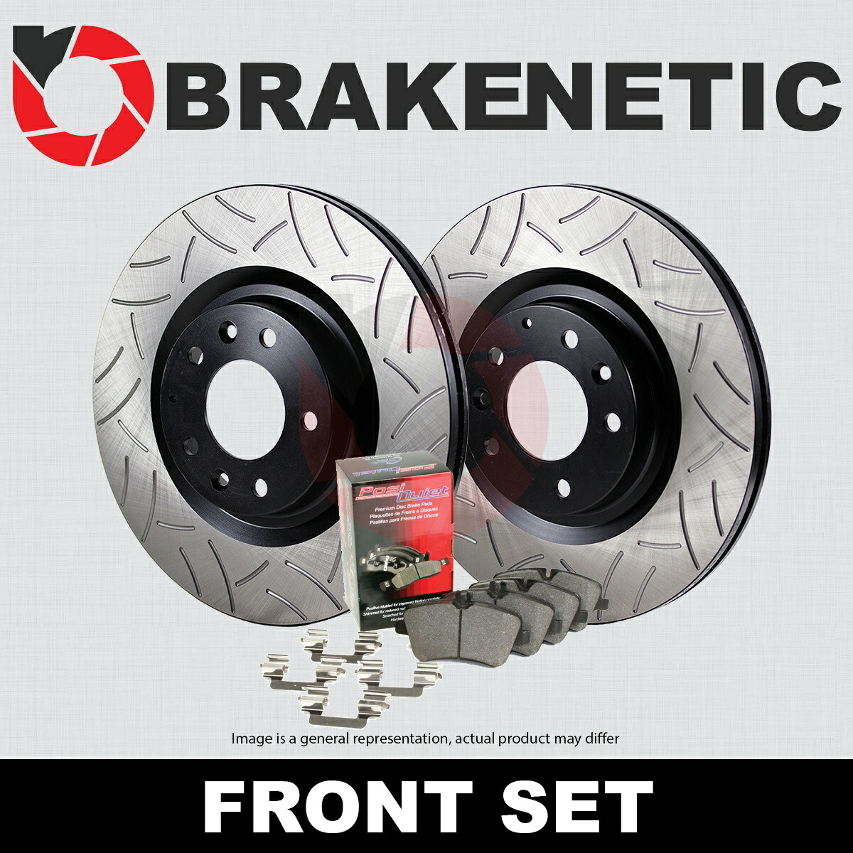 brake disc rotor [フロント] Brakenetic Premium GT Slot Brake Discortors + Posi静かなパッドBPK95601 [FRONT] BRAKENETIC PREMIUM GT SLOT Brake Disc Rotors + POSI QUIET Pads BPK95601【並行輸入品】