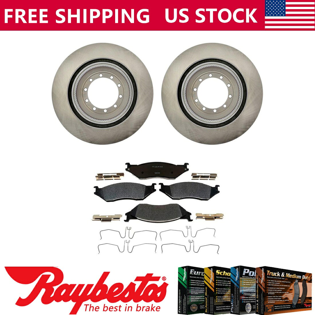 brake disc rotor リアブレーキローター +メタリックブレーキパッドと2015年のフォードF59のハードウェア - レイベスト Rear Brake Rotors + Metallic Brake Pads & Hardware For 2015 Ford F59 - Raybestos【並行輸入品】