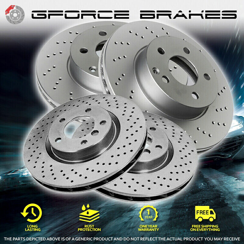 brake disc rotor 2004年から2006年のフロント+リアクロスドリルドローターメルセデスベンツE500 AWD w/ r-vented Front+Rear Cross Drilled Rotors for 2004-2006 Mercedes Benz E500 AWD w/ R-Vented【並行輸入品】