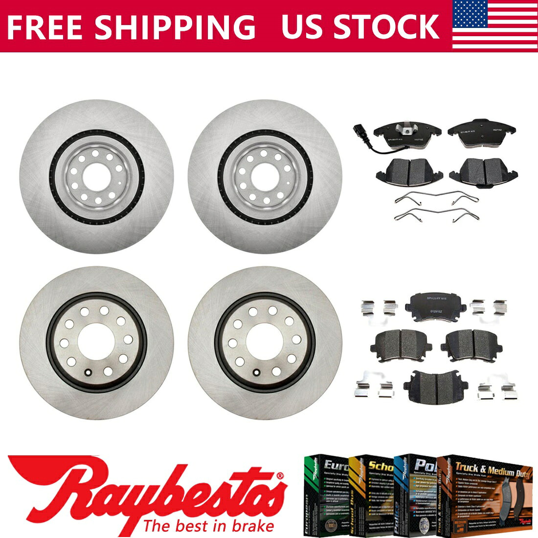 brake disc rotor 2009-2010フォルクスワーゲンCCフロントリアブレーキローターとセラミックブレーキパッド For 2009-2010 Volkswagen CC Front Rear Brake Rotors & Ceramic Brake Pads【並行輸入品】