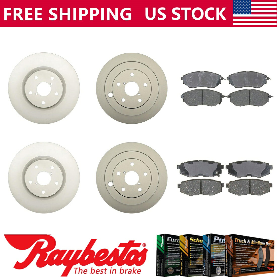 brake disc rotor Subaru B9 Tribeca 2007 2006フロントリアキットコーティングローターとセラミックパッドセットに適合 Fits Subaru B9 Tribeca 2007 2006 Front Rear Kit Coated Rotors & Ceramic Pad Set【並行輸入品】