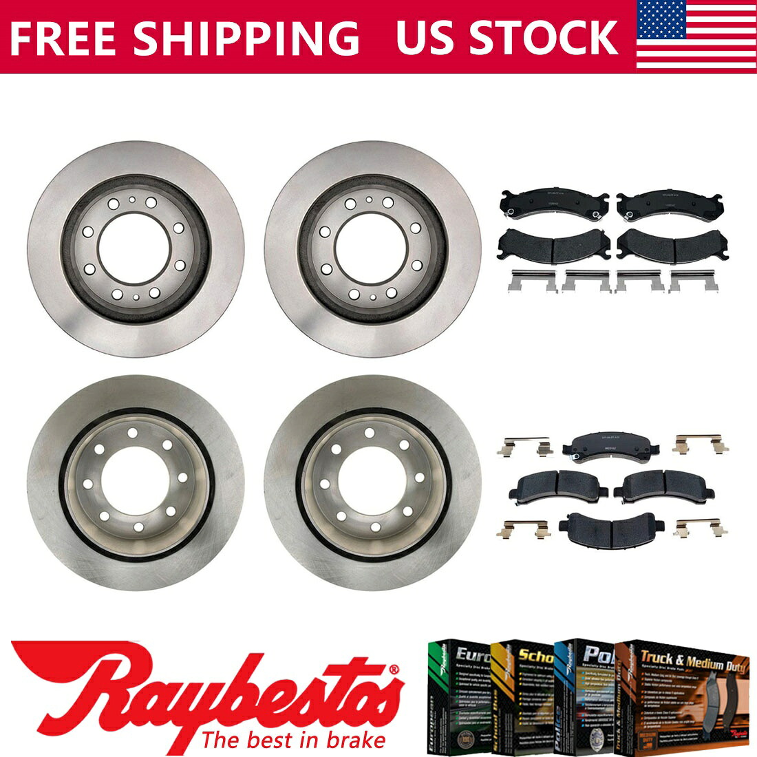 brake disc rotor 2015-2016シボレーエクスプレス3500フロントリアブレーキローターセラミックブレーキパッド For 2015-2016 Chevrolet Express 3500 Front Rear Brake Rotors Ceramic Brake Pads【並行輸入品】