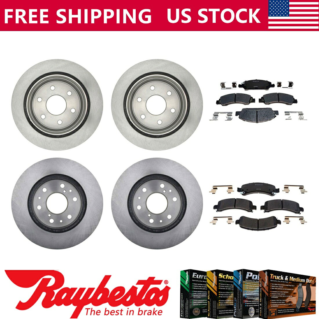 brake disc rotor 2009-2013 GMC Savana 1500フロントリアブレーキローターとセラミックブレーキパッド For 2009-2013 GMC Savana 1500 Front Rear Brake Rotors & Ceramic Brake Pads【並行輸入品】