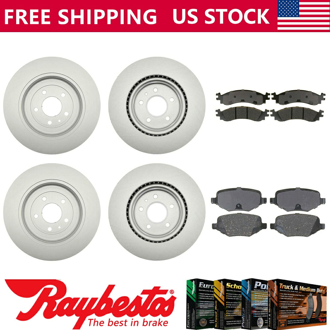 brake disc rotor 2012年フォードトーラスフロントリアキットコーティングローターとセラミックパッドセット-RayBestos Fits 2012 Ford Taurus Front Rear Kit Coated Rotors & Ceramic Pad Set - Raybestos【並行輸入品】