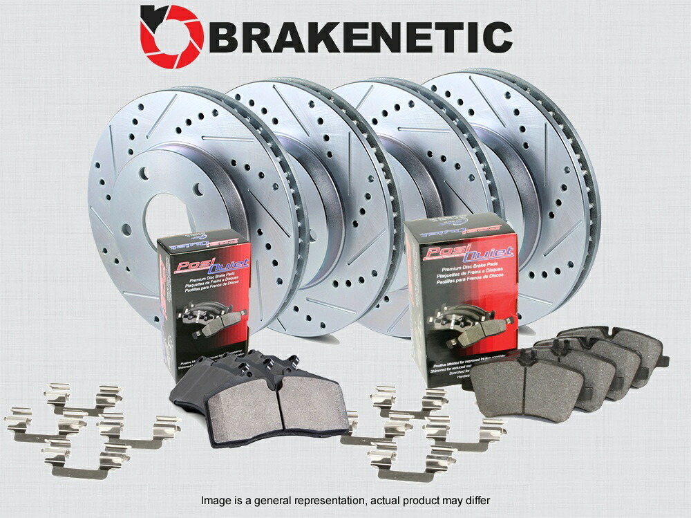 brake disc rotor F＆R Brakenetic Sport Drill Slot Slot Brake Discortors + Posi静かなパッドBSK102555 F&R BRAKENETIC SPORT Drill Slot Brake Disc Rotors + POSI QUIET Pads BSK102555【並行輸入品】