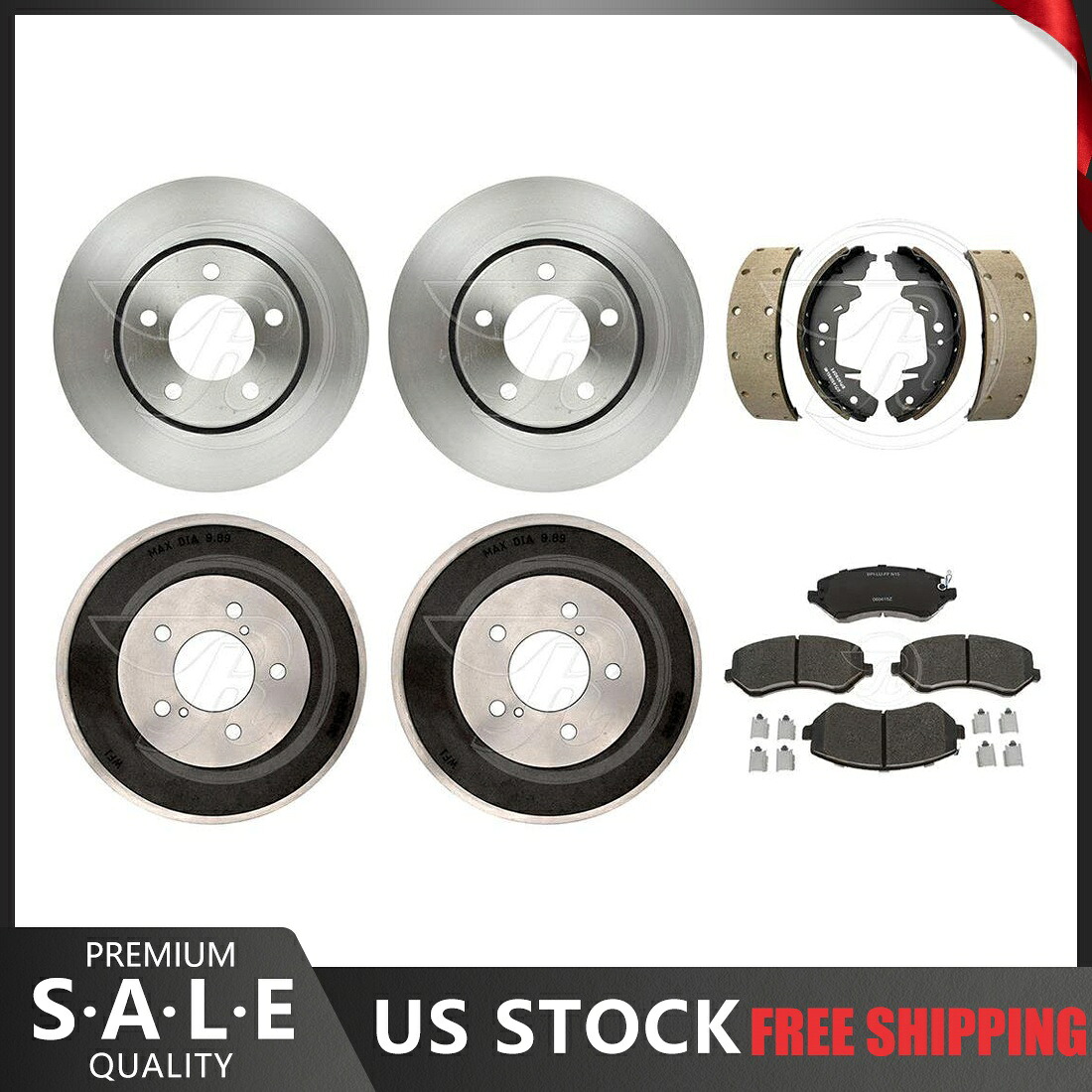 brake disc rotor 2005年のクライスラータウン＆カントリーブレーキローター＆セラミックパッド +ブレーキドラムシューズ For 2005 Chrysler Town & Country Brake Rotors & Ceramic Pads + Brake Drums Shoes【並行輸入品】